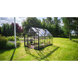 HALLS szklarnia ogrodowa ICON 8 (8,1 m2; 2,55 x 3,17 m) czarna, szkło hartowane + baza